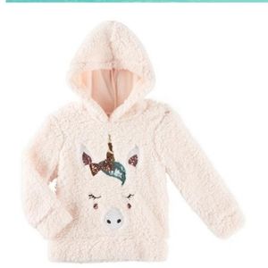 Unicorn sequined soft sherpa hoodie pink 5